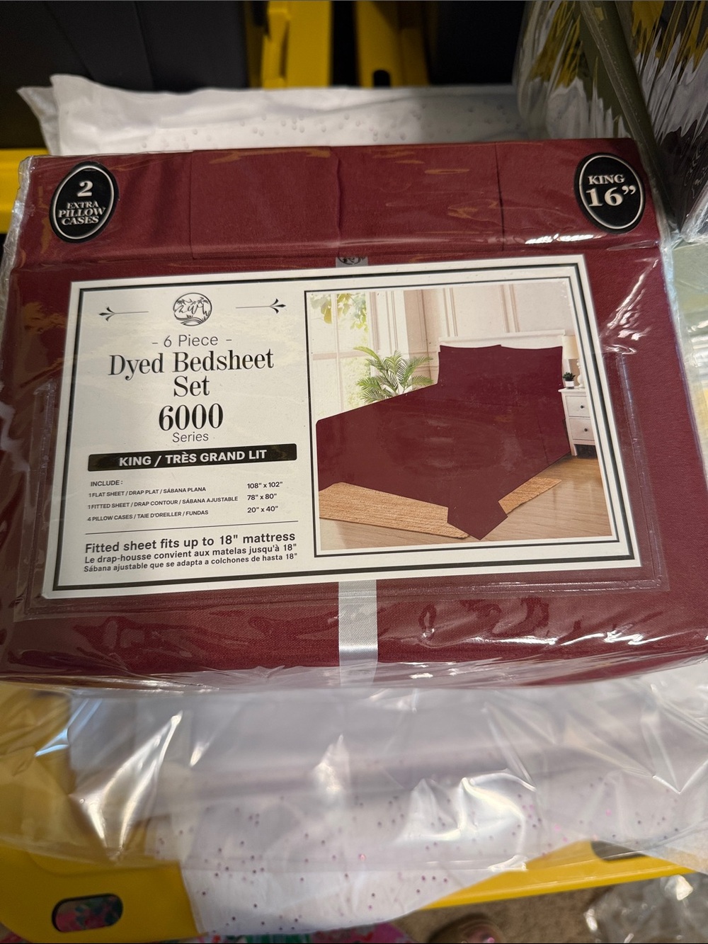 6000 Series Dyed Bedsheet Set - King - Burgundy